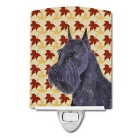 Carolines Treasures Ss4333Cnl Schnauzer Giant Fall Leaves Portrait Ceramic Night Light Compact Ulcertified Ideal For Bedroom