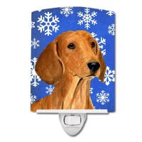 Carolines Treasures Ss4625Cnl Dachshund Winter Snowflakes Holiday Ceramic Night Light Compact Ulcertified Ideal For Bedroom