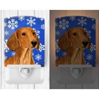 Carolines Treasures Ss4625Cnl Dachshund Winter Snowflakes Holiday Ceramic Night Light Compact Ulcertified Ideal For Bedroom