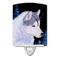 Carolines Treasures Ss8617Cnl Siberian Husky Ceramic Night Light Compact Ulcertified Ideal For Bedroom Bathroom Nursery H