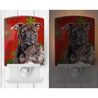 Carolines Treasures Sc9753Cnl Staffordshire Bull Terrier Staffie Red Snowflakes Holiday Ceramic Night Light Compact Ulcertifi