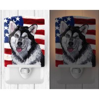 Carolines Treasures Sc9497Cnl Alaskan Malamute Usa Patriotic American Flag Ceramic Night Light Compact Ulcertified Ideal For