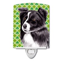 Carolines Treasures Sc9287Cnl Border Collie St Patricks Day Shamrock Portrait Ceramic Night Light Compact Ulcertified Idea