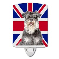 Carolines Treasures Kj1164Cnl Schnauzer With English Union Jack British Flag Ceramic Night Light Compact Ulcertified Ideal F