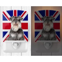 Carolines Treasures Kj1164Cnl Schnauzer With English Union Jack British Flag Ceramic Night Light Compact Ulcertified Ideal F