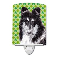 Carolines Treasures Sc9726Cnl Black And White Collie Lucky Shamrock St Patricks Day Ceramic Night Light Compact Ulcertified