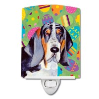 Carolines Treasures Lh9417Cnl Basset Hound Easter Eggtravaganza Ceramic Night Light Compact Ulcertified Ideal For Bedroom B