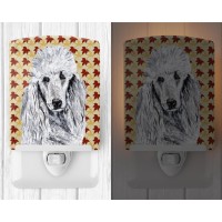 Carolines Treasures Sc9679Cnl White Standard Poodle Fall Leaves Ceramic Night Light Compact Ulcertified Ideal For Bedroom B