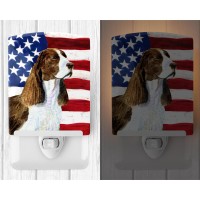 Carolines Treasures Ss4040Cnl Usa American Flag With Springer Spaniel Ceramic Night Light Compact Ulcertified Ideal For Bedr