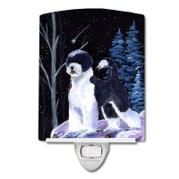 Carolines Treasures Ss8399Cnl Starry Night Portuguese Water Dog Ceramic Night Light Compact Ulcertified Ideal For Bedroom B