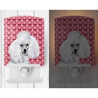 Carolines Treasures Sc9701Cnl White Toy Poodle Hearts And Love Ceramic Night Light Compact Ulcertified Ideal For Bedroom Ba