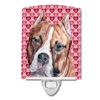 Carolines Treasures Sc9704Cnl Staffordshire Bull Terrier Staffie Hearts And Love Ceramic Night Light Compact Ulcertified Ide