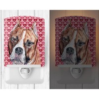 Carolines Treasures Sc9704Cnl Staffordshire Bull Terrier Staffie Hearts And Love Ceramic Night Light Compact Ulcertified Ide