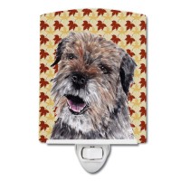 Carolines Treasures Sc9543Cnl Border Terrier Fall Leaves Ceramic Night Light Compact Ulcertified Ideal For Bedroom Bathroom