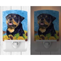 Carolines Treasures Ss4158Cnl Rottweiler In Summer Flowers Ceramic Night Light Compact Ulcertified Ideal For Bedroom Bathro