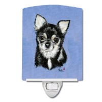 Carolines Treasures Mh1016Cnl Chihuahua In Blue Ceramic Night Light Compact Ulcertified Ideal For Bedroom Bathroom Nursery