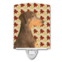 Carolines Treasures Ss4377Cnl Doberman Fall Leaves Portrait Ceramic Night Light Compact Ulcertified Ideal For Bedroom Bathr