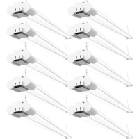 Sunco 10 Pack Linkable Led Utility Shop Light 4500 Lm Glossy White 5000K 4 Ft 48 Inch Integrated Fixture For Garage 40W Equ