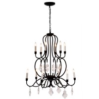 Giving it an exceptionally glamorous look and stunning appeal this Chandelier is dazzling It features twelve candle bulbs each resting in scalloped stand This gorgeous chandelier will imposingly renovate any space