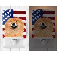 Carolines Treasures Sc9025Cnl Usa American Flag With Chow Chow Ceramic Night Light Compact Ulcertified Ideal For Bedroom Ba