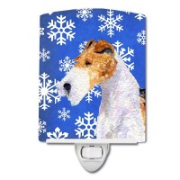 Carolines Treasures Ss4616Cnl Fox Terrier Winter Snowflakes Holiday Ceramic Night Light Compact Ulcertified Ideal For Bedroo