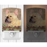 Carolines Treasures Ss4076Cnl French Bulldog On Faux Burlap With Pine Cones Ceramic Night Light Compact Ulcertified Ideal Fo