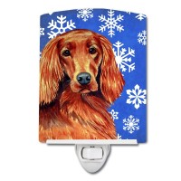 Carolines Treasures Lh9299Cnl Irish Setter Winter Snowflakes Holiday Ceramic Night Light Compact Ulcertified Ideal For Bedro