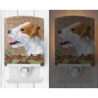 Carolines Treasures Ss4093Cnl Jack Russell Terrier On Faux Burlap With Pine Cones Ceramic Night Light Compact Ulcertified Id