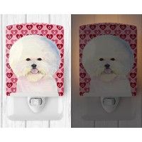 Carolines Treasures Ss4526Cnl Bichon Frise Hearts Love And Valentines Day Portrait Ceramic Night Light Compact Ulcertified