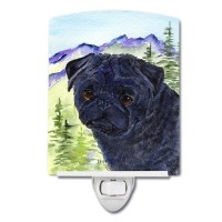 Carolines Treasures Ss8420Cnl Pug Ceramic Night Light Compact Ulcertified Ideal For Bedroom Bathroom Nursery Hallway Kit