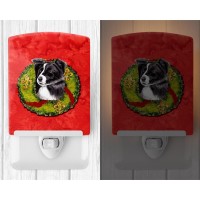 Carolines Treasures Sc9104Cnl Border Collie Christmas Wreath Ceramic Night Light Compact Ulcertified Ideal For Bedroom Bath