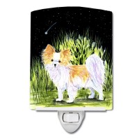 Carolines Treasures Ss8516Cnl Starry Night Chihuahua Ceramic Night Light Compact Ulcertified Ideal For Bedroom Bathroom Nu