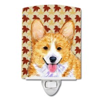 Carolines Treasures Ss4370Cnl Corgi Fall Leaves Portrait Ceramic Night Light Compact Ulcertified Ideal For Bedroom Bathroom