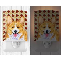 Carolines Treasures Ss4370Cnl Corgi Fall Leaves Portrait Ceramic Night Light Compact Ulcertified Ideal For Bedroom Bathroom