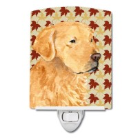 Carolines Treasures Ss4380Cnl Golden Retriever Fall Leaves Portrait Ceramic Night Light Compact Ulcertified Ideal For Bedroo