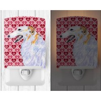 Carolines Treasures Ss4475Cnl Borzoi Hearts Love And Valentines Day Portrait Ceramic Night Light Compact Ulcertified Ideal