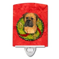 Carolines Treasures Ss4204Cnl Bullmastiff Cristmas Wreath Ceramic Night Light Compact Ulcertified Ideal For Bedroom Bathroo