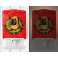 Carolines Treasures Ss4204Cnl Bullmastiff Cristmas Wreath Ceramic Night Light Compact Ulcertified Ideal For Bedroom Bathroo