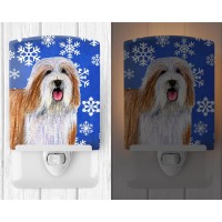 Carolines Treasures Lh9285Cnl Bearded Collie Winter Snowflakes Holiday Ceramic Night Light Compact Ulcertified Ideal For Bed