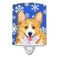 Carolines Treasures Ss4624Cnl Corgi Winter Snowflakes Holiday Ceramic Night Light Compact Ulcertified Ideal For Bedroom Bat