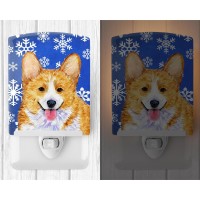 Carolines Treasures Ss4624Cnl Corgi Winter Snowflakes Holiday Ceramic Night Light Compact Ulcertified Ideal For Bedroom Bat