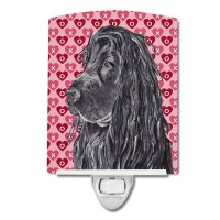 Carolines Treasures Sc9555Cnl Black Cocker Spaniel Hearts And Love Ceramic Night Light Compact Ulcertified Ideal For Bedroom