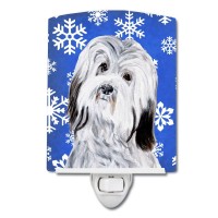 Carolines Treasures Sc9785Cnl Havanese Winter Snowflakes Ceramic Night Light Compact Ulcertified Ideal For Bedroom Bathroom