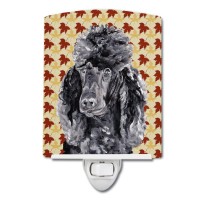 Carolines Treasures Sc9674Cnl Black Standard Poodle Fall Leaves Ceramic Night Light Compact Ulcertified Ideal For Bedroom B