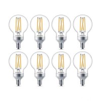 Philips Led 166990 Watt G16.5 Duramax Sparkling Clear Decorative Globe Candelabra Base Dimmable Light, Soft White, 12 Pack, 60 W, 12 Bulbs, Piece