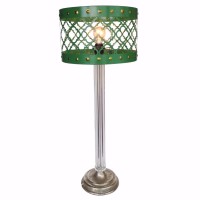 Elegantly Striking Metal Cutout Table Lamp, Green