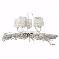 This is a detailed tree branches look chandelier with five shaded lamps on top supported by chain shape string providing it a great support This Chandelier is great for any room with high ceilings This glitz and glamour lighting fixture enhances any room 