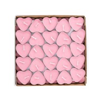 50 Pack Heart Shaped Unscented Tea Lights Candles - Smokeless Tealight Candles - Decorations For Wedding, Party, Votives, Oil Burners And Christma (Pink)