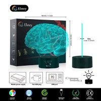 Elstey Brain 3D Night Light Table Desk Lamp, 7 Colors Optical Illusion Touch Control Lights With Acrylic Flat & Abs Base & Usb Cable For Christmas Gift