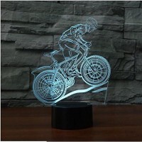 3D Mountain Bike Night Light Touch 7 Color Change Led Table Desk Lamp Acrylic Flat Abs Base Usb Charger Home Decoration Toy Brithday Xmas Kid Children Gift